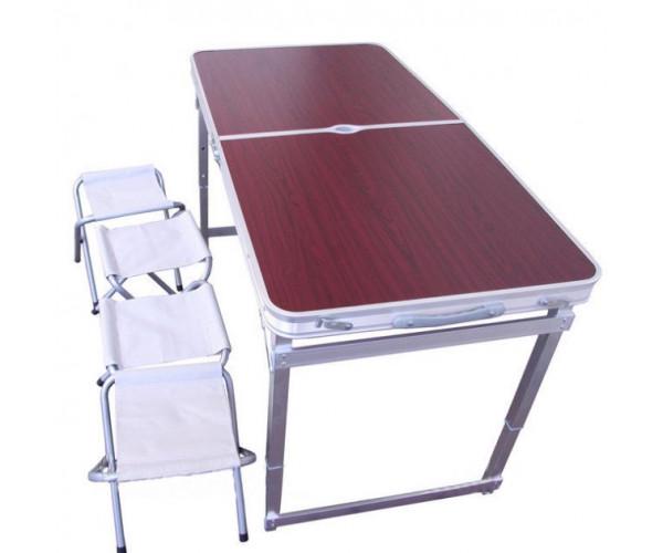 Посилений розкладний стіл для пікніка з 4 стільцями Коричневий (647)