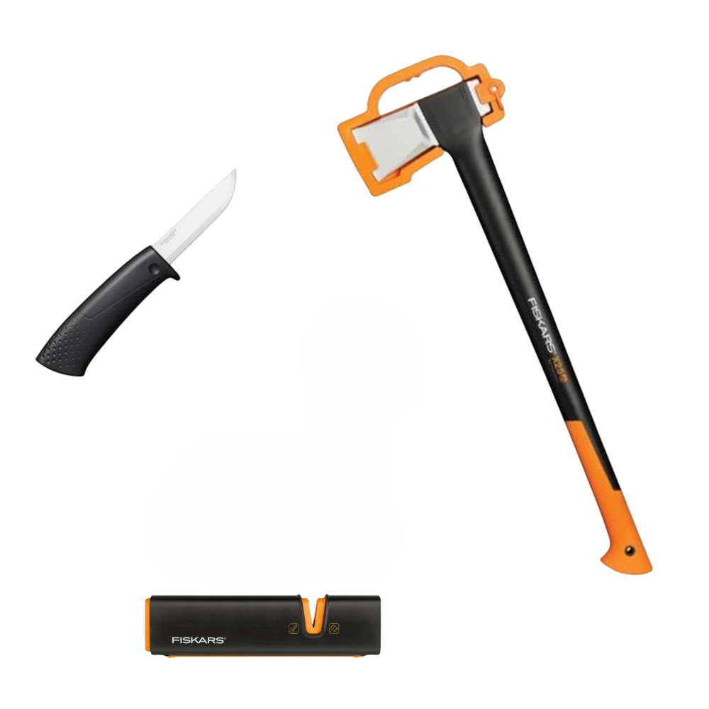 Набор Fiskars для лесорубных работ колун/нож и точилка (1230)