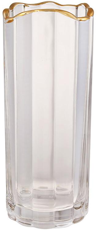 Ваза стеклянная Гетсби с золотой каймой 10х24 см.