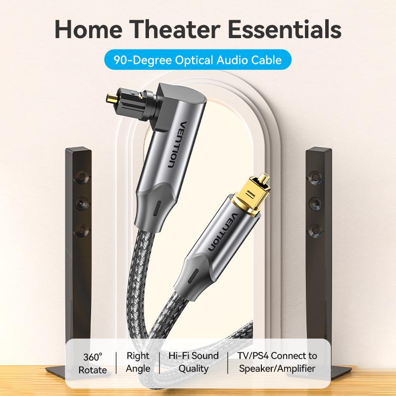 Кабель оптичний Vention Toslink з поворотом на 360° SPDIF Dolby Digital Аудіо Hi-Fi нейлонове обплетення 0,5 м Чорний (BKDBD) - фото 2 Кабель оптичний Vention Toslink з поворотом на 360° SPDIF Dolby Digital Аудіо Hi-Fi нейлонове обплетення 0,5 м Чорний (BKDBD) - фото 2