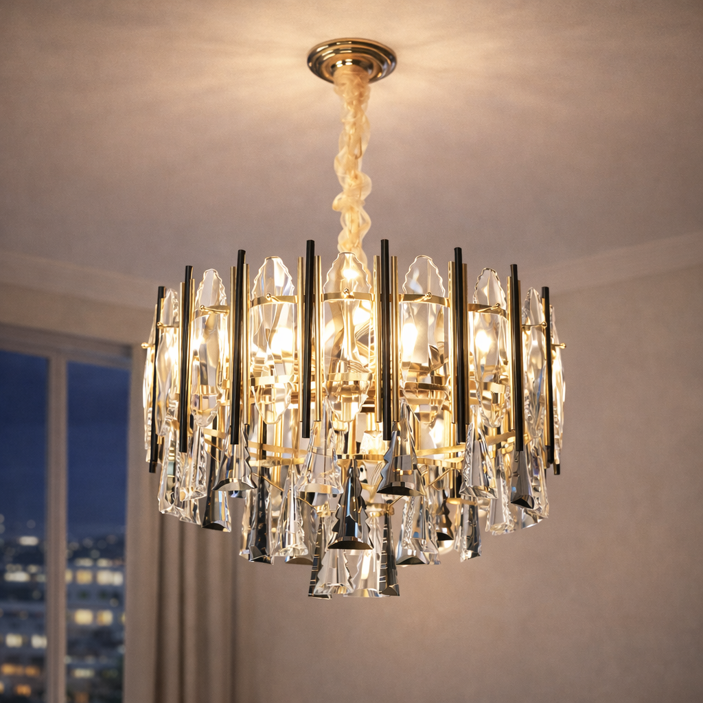 Люстра Sirius с хрустальным декором под восемь ламп Е14 Золотой (Ш 5041/500)