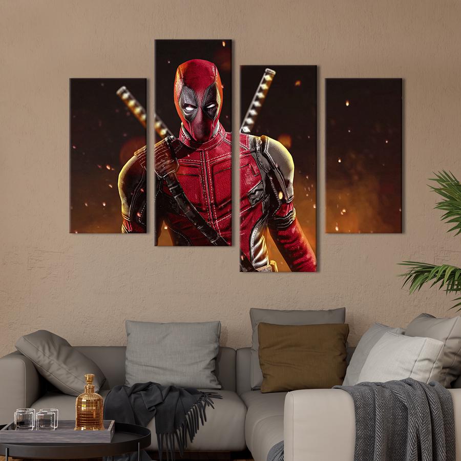 Картина модульная из 4 частей Deadpool Antherieu Marvel XL 149x106 см (700-42)