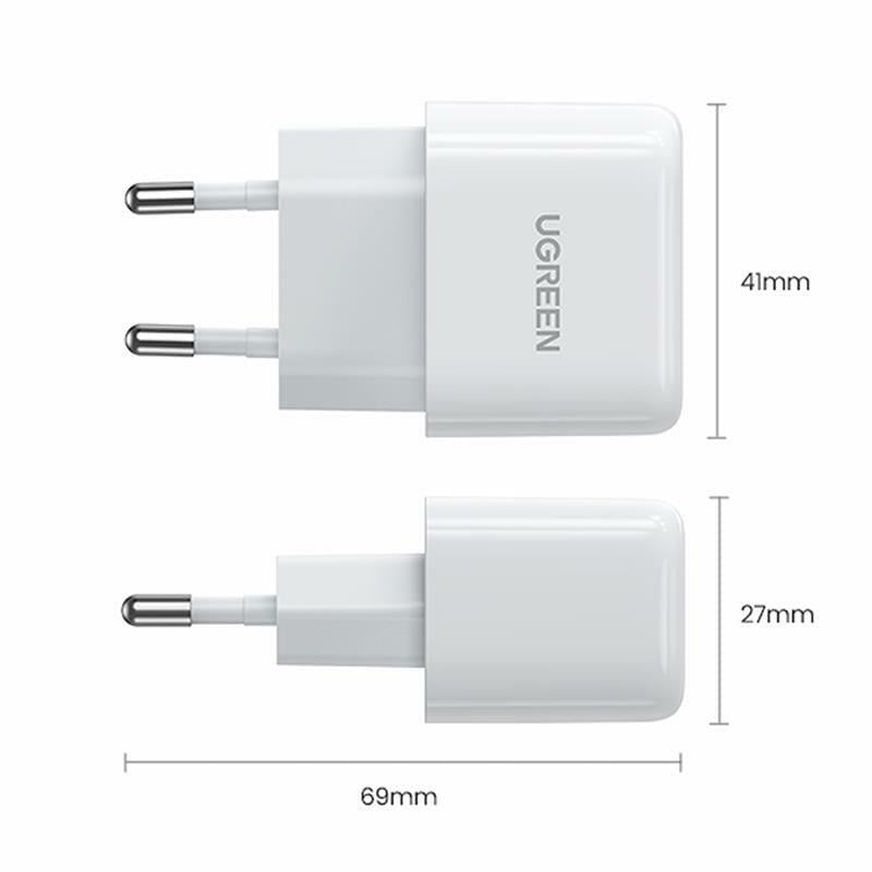 Зарядное устройство UGREEN CD241 Mini Fast Charger USB Type-C PD 20W White (10220) - фото 4 Зарядное устройство UGREEN CD241 Mini Fast Charger USB Type-C PD 20W White (10220) - фото 4