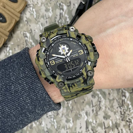 Наручные часы Patriot 001CMGRPO Полиция с коробкой Зеленый камуфляж - фото 3