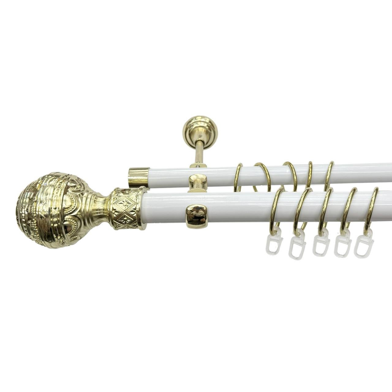 Карниз трубчатый двухрядный Orvit Арабеска 25/19 мм 160 см Бело-золотой (000-8249) - фото 1 Карниз трубчатый двухрядный Orvit Арабеска 25/19 мм 160 см Бело-золотой (000-8249) - фото 1