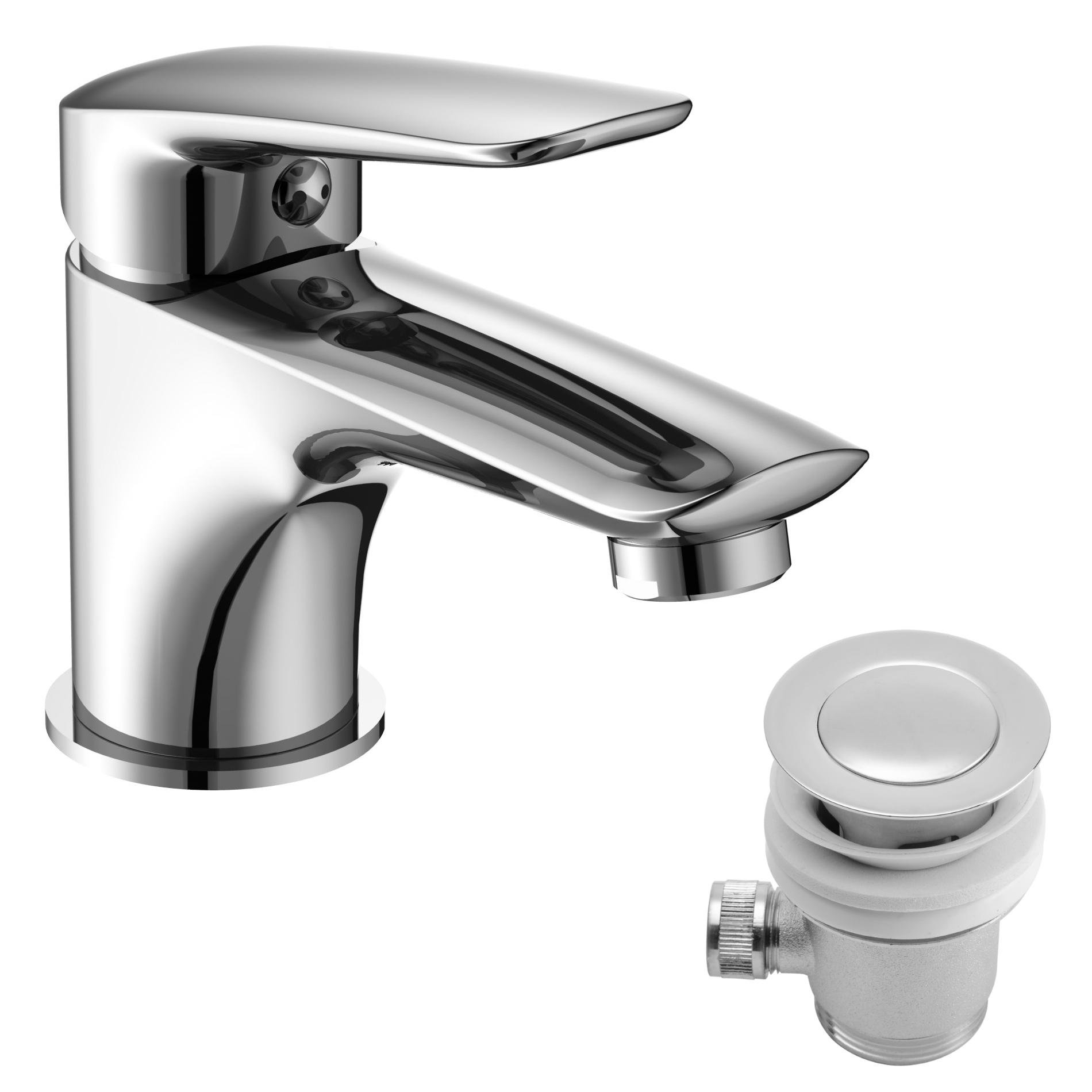 Змішувач для умивальника Imprese Praha New з донним клапаном 35 мм Хром (ANT-47832)