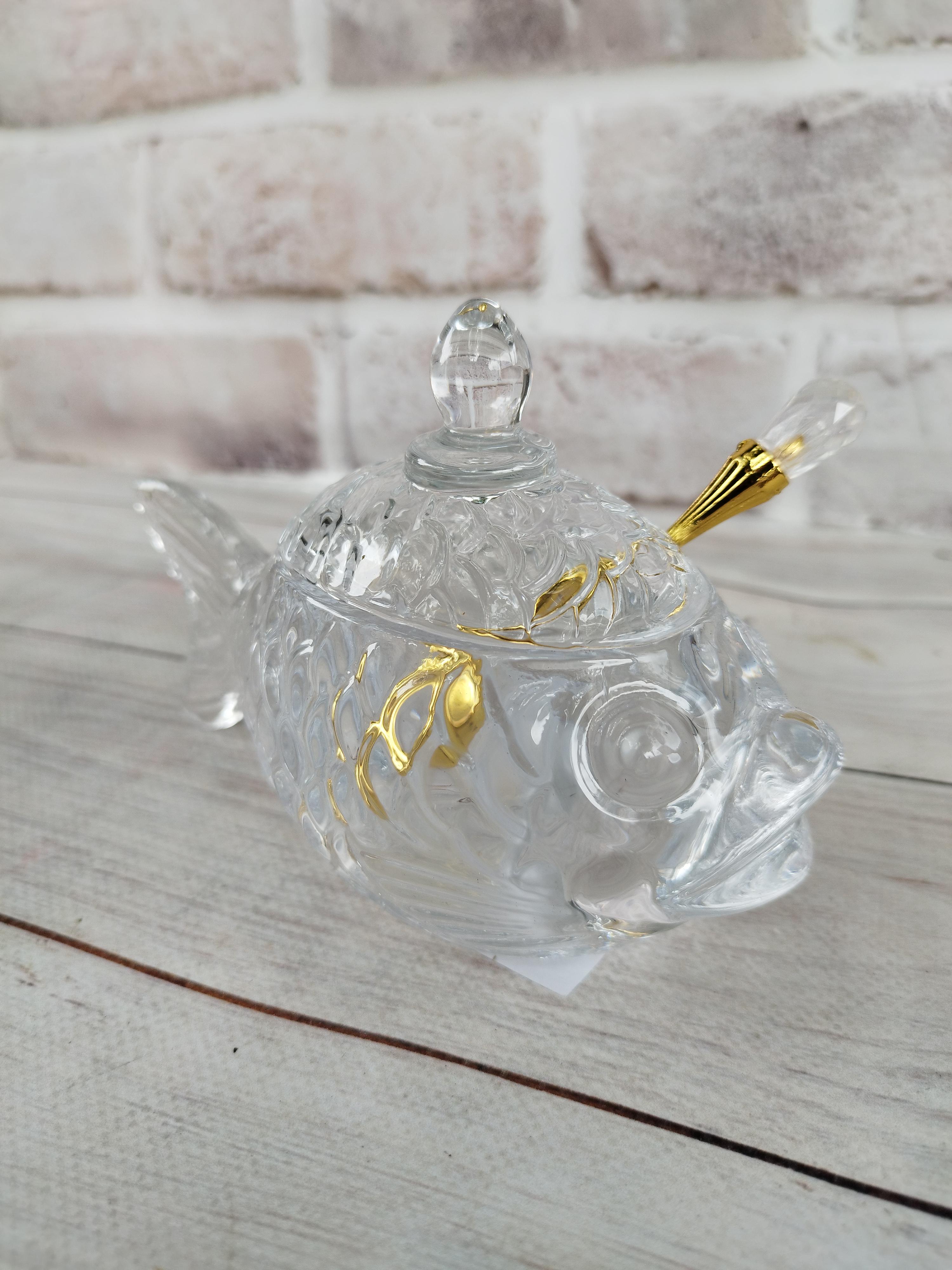 Ікорниця Lefard Рибка скляна з ложкою 16х10 см (355-004)