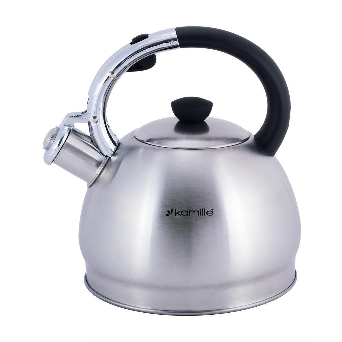 Чайник со свистком Kamille KM-0694ВN из нержавеющей стали 2 л Стальной/Черный (150-84-0694ВN) - фото 5 Чайник со свистком Kamille KM-0694ВN из нержавеющей стали 2 л Стальной/Черный (150-84-0694ВN) - фото 5