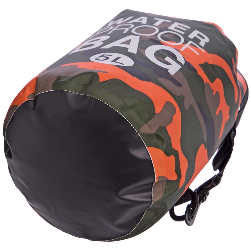 Водонепроникний гермомішок SP-Sport Waterproof Bag TY-6878-5 5 л Мілітарі/Оранж (NA001448) - фото 3