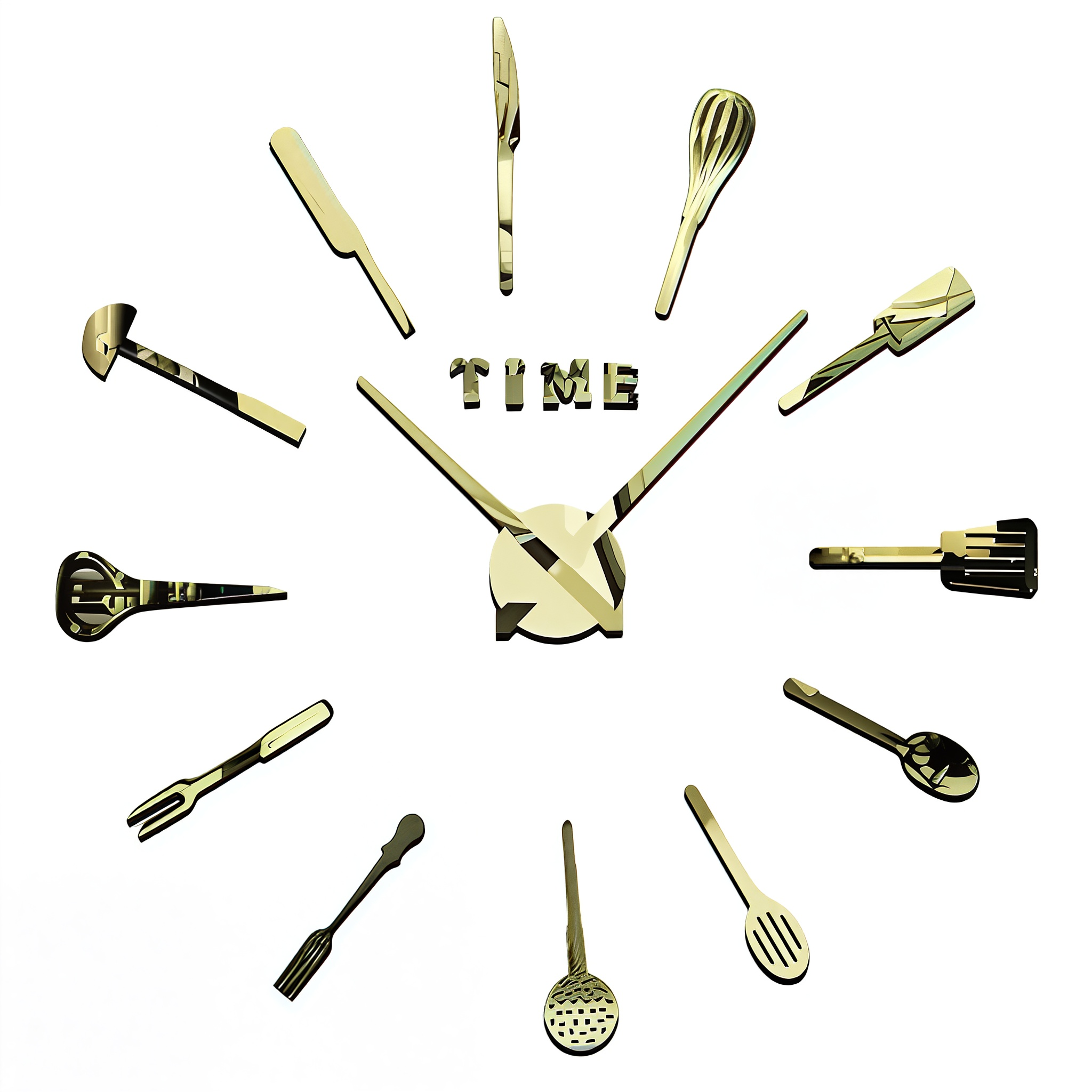 Часы 3-D TIME настенные бескаркасные 10 см Золотой