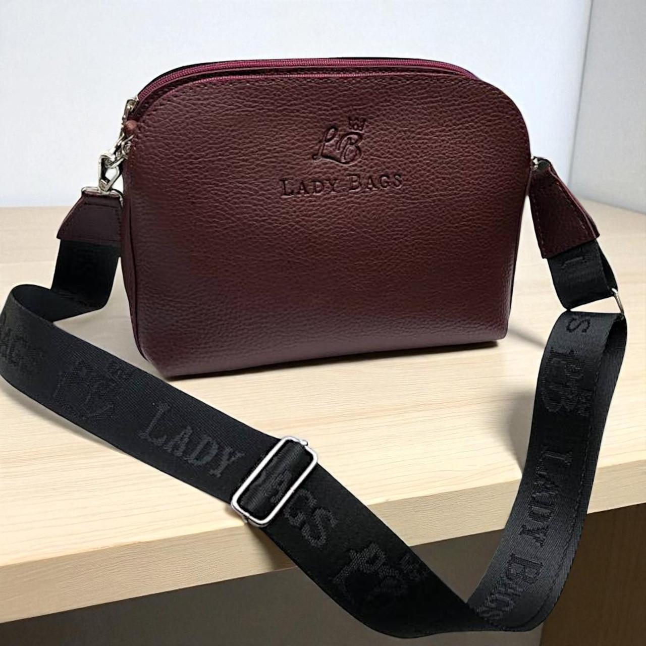 Клатч кросс-боди женский через плечо с широким ремнем Бордовый (2332046614) - фото 2