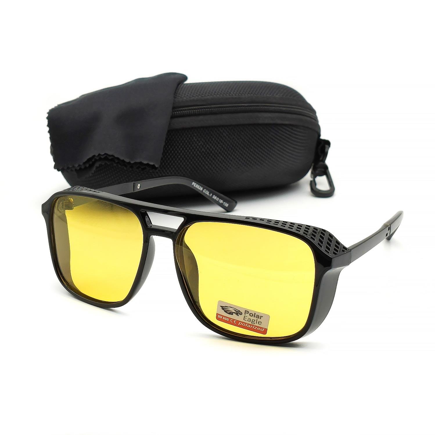 Очки водителя Polar Eagle 8526 Polarized со шторками глянцевые Желтый (28613472)