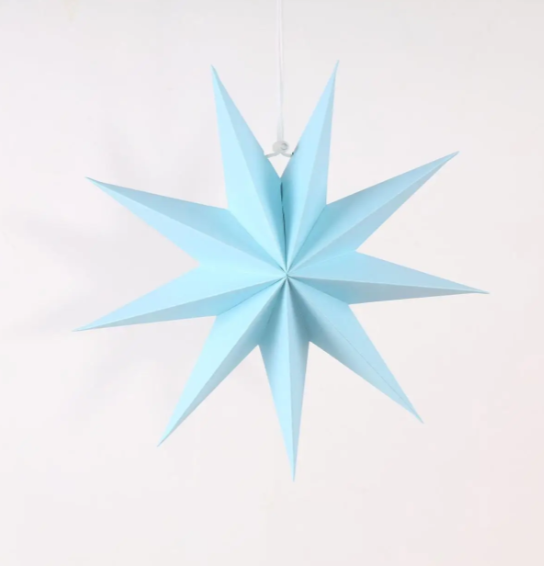 Звезда картонная матовая девятиконечная 30 см Голубой (16902/8)