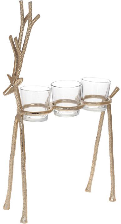 Подсвечник декоративный Олень 26х8,5х39 см на 3 свечи металлический Золотой (BD-438-148)