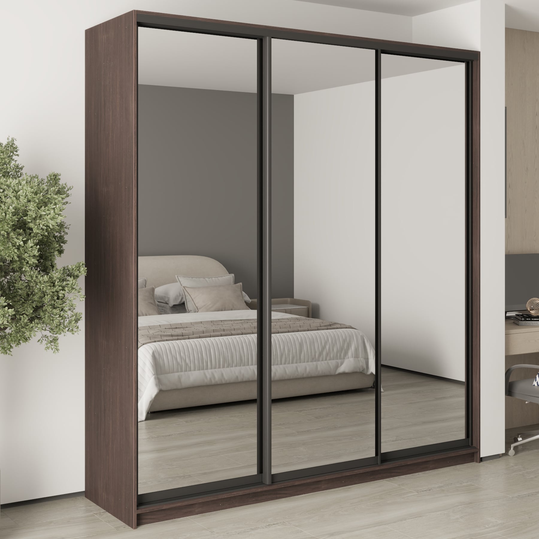 Шкаф-купе трехдверный Mebel Star Стандарт BG MBS-8842 220х60х240 см Дуб ристрето (1008253)