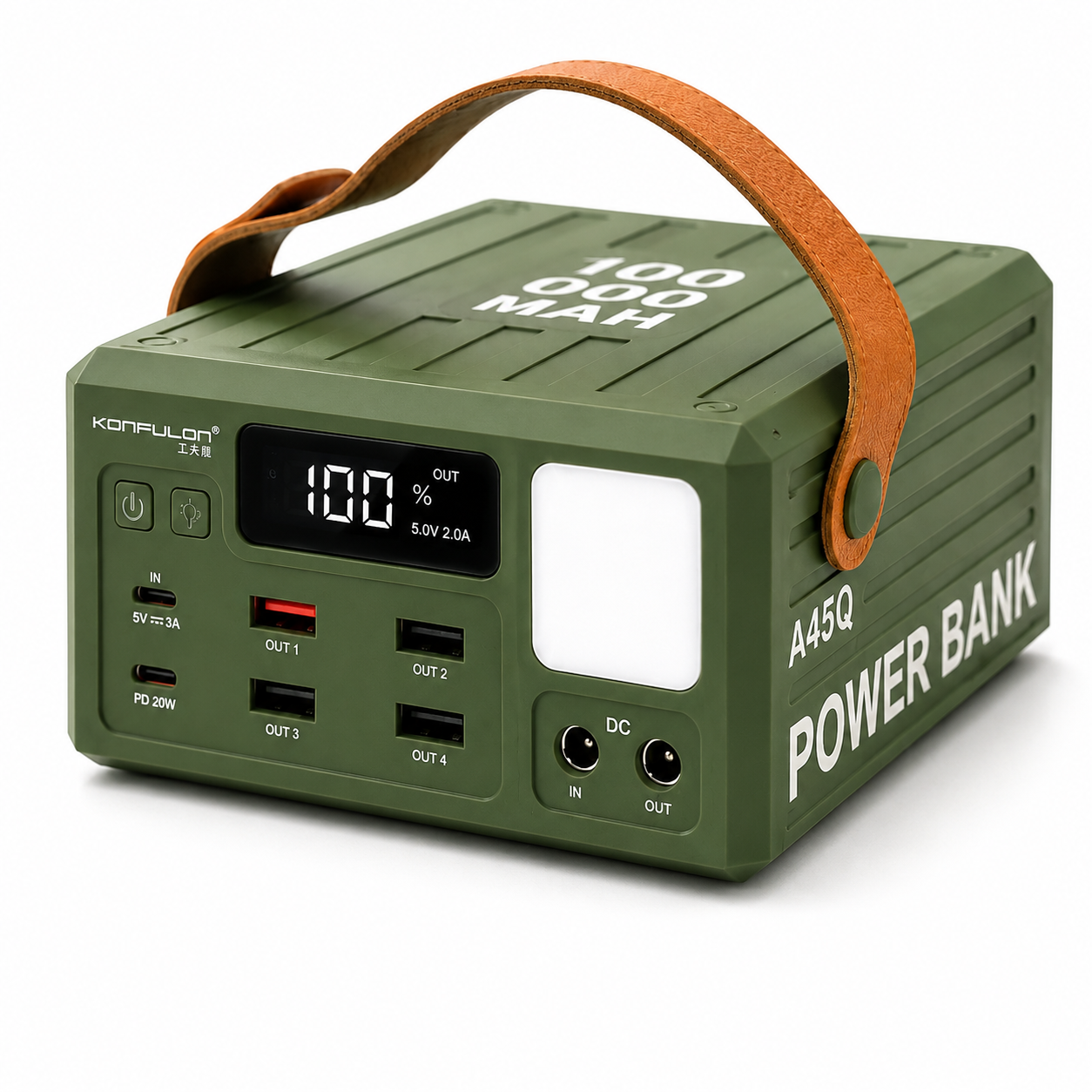 Повербанк KONFULON A45Q 100000 mAh 22,5 Вт с быстрой зарядкой/LCD-дисплеем/LED-фонарем/6 выходами/USB-C PD (AsAD-2696)