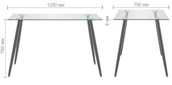 Обідній стіл скляний AMF Umberto для кухні столовий 120х70 см - фото 2 Обідній стіл скляний AMF Umberto для кухні столовий 120х70 см - фото 2