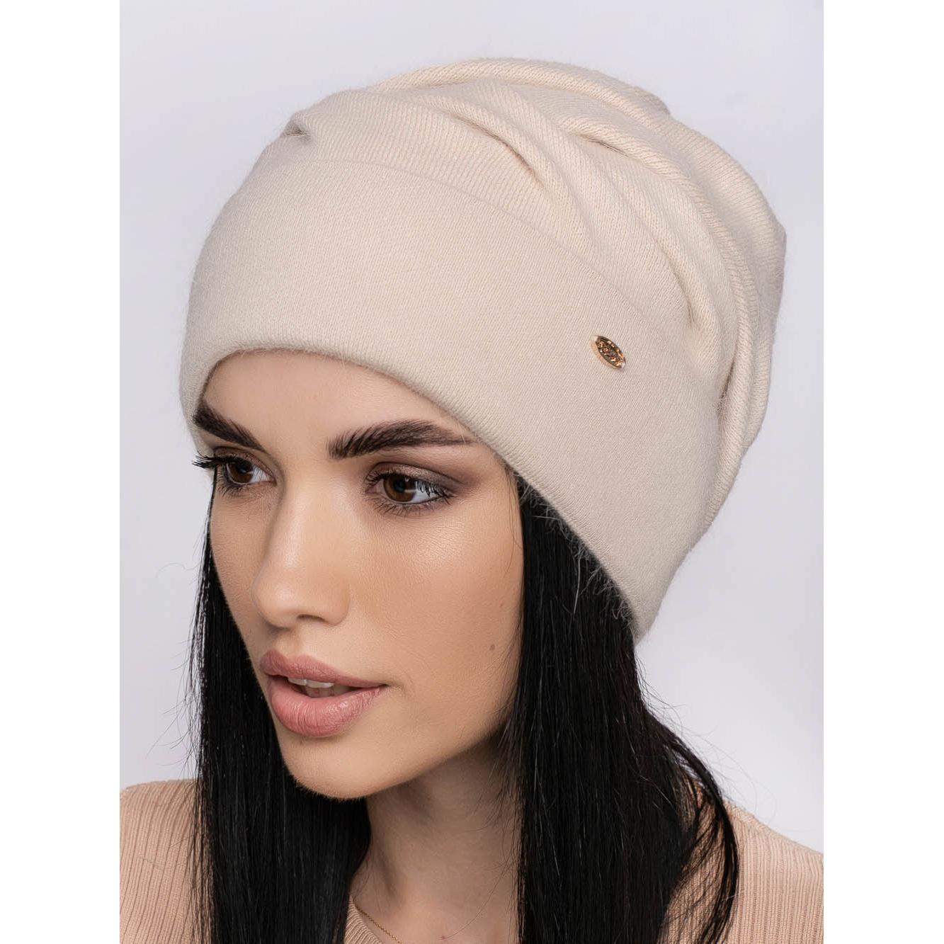 Шапка ангоровая женская Leks Фантазия one size Светло-бежевый - фото 1 Шапка ангоровая женская Leks Фантазия one size Светло-бежевый - фото 1