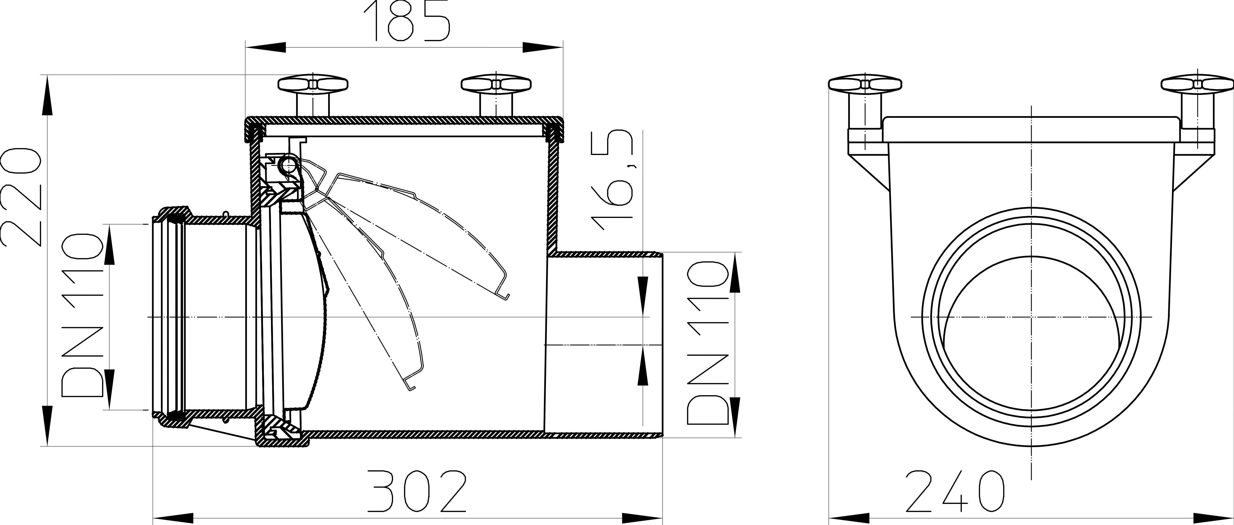 Затвор механічний DN110 магістральний каналізаційний (HL710) - фото 2 Затвор механічний DN110 магістральний каналізаційний (HL710) - фото 2