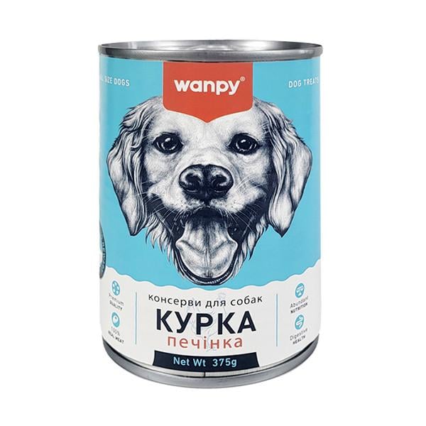 Корм влажный консервы для собак Wanpy Chicken&Liver pate курица печень паштет банка 375 г (TN-23)