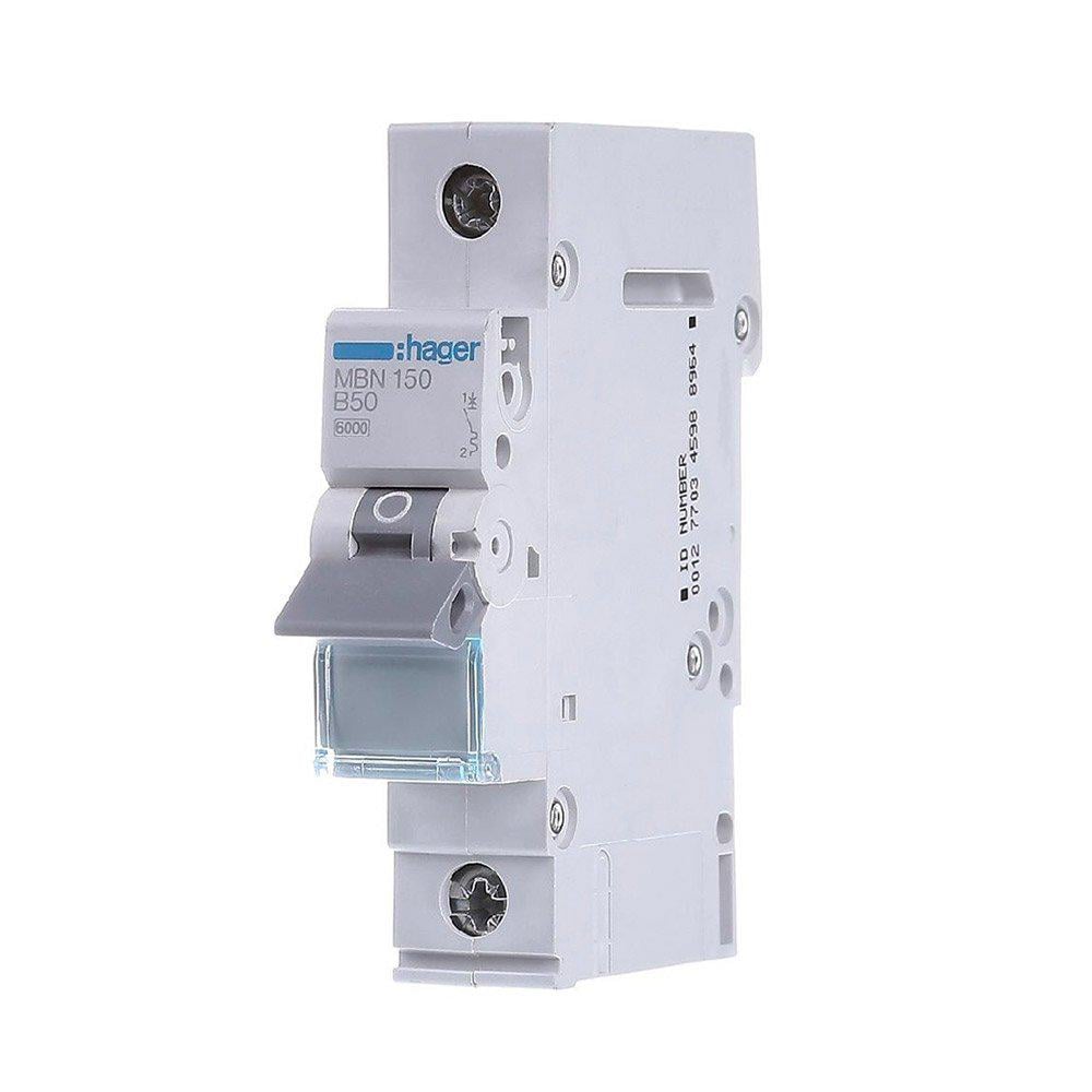 Автоматический выключатель Hager 1P 50A B 6kA MBN150 1M