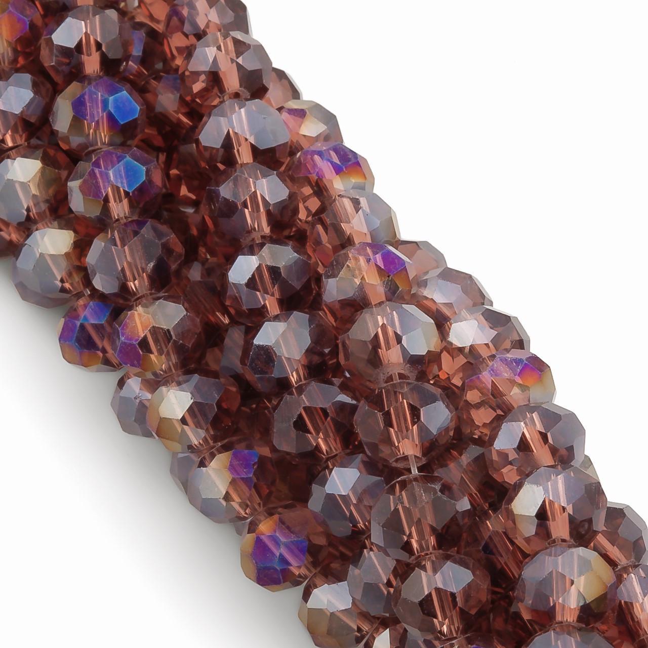 Намистини Swarovski огранювання рондель АВ 6х4,8 мм 40 см 85 шт. Сливовий/Прозорий (БС6038а68)