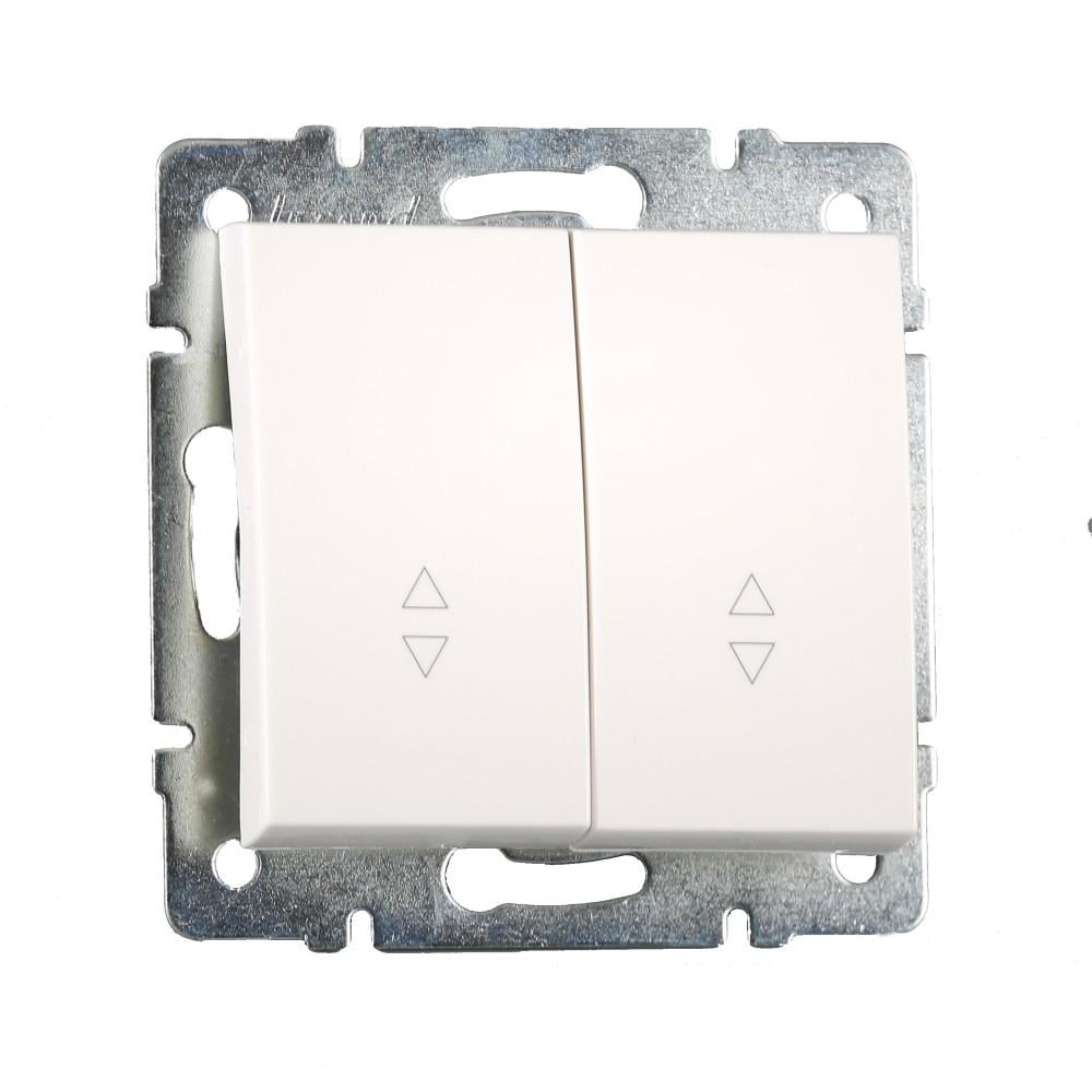 Вимикач Lezard Rain 2-клавішний без рамки прохідний Білий (7030288106)