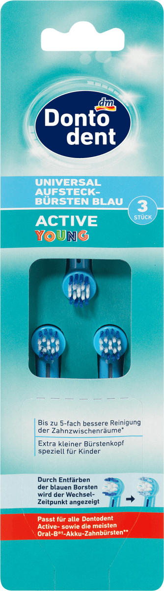 Насадки для щіток універсальні Dontodent Active Young 3 шт. Blue (БТ-089)