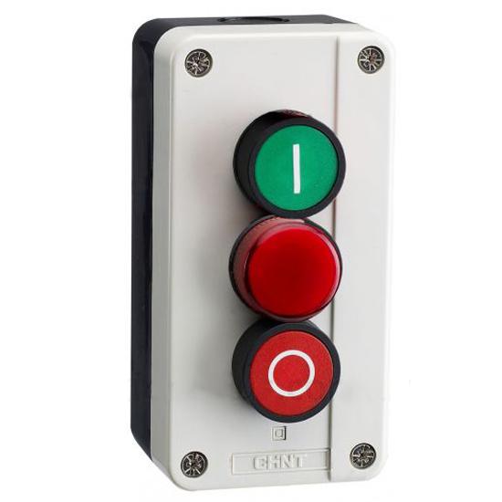 Пост тримісний CHINT NPH1-3006 Старт-Сигнал-Стоп 3А 240V 1NO+1NC IP54 індикатор Червоний (587074)