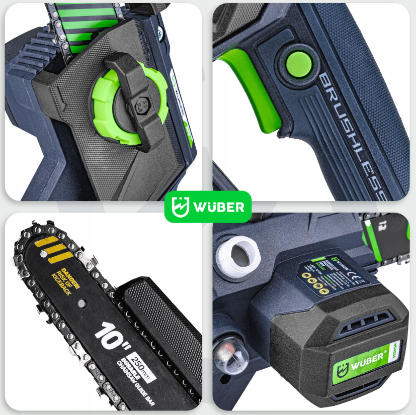 Пила аккумуляторная цепная Wuber 2 аккумулятора 2Ач 20В/2 шины - фото 6