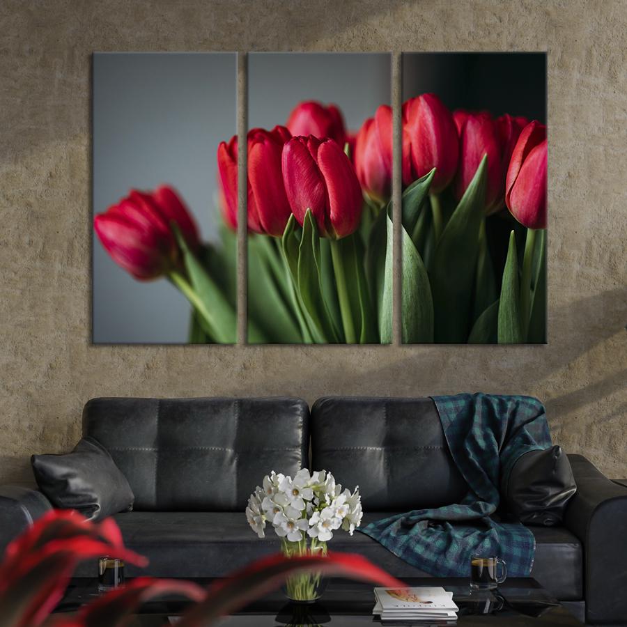 Картина на холсте триптих Роскошные тюльпаны 78x48 см (962-31)