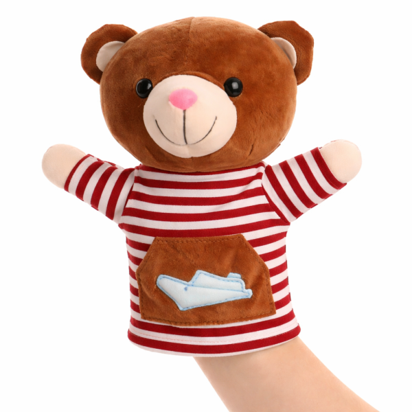 Игрушка на руку Baby Team для кукольного театра Мишка в полосатой кофте 26 см (31434161)