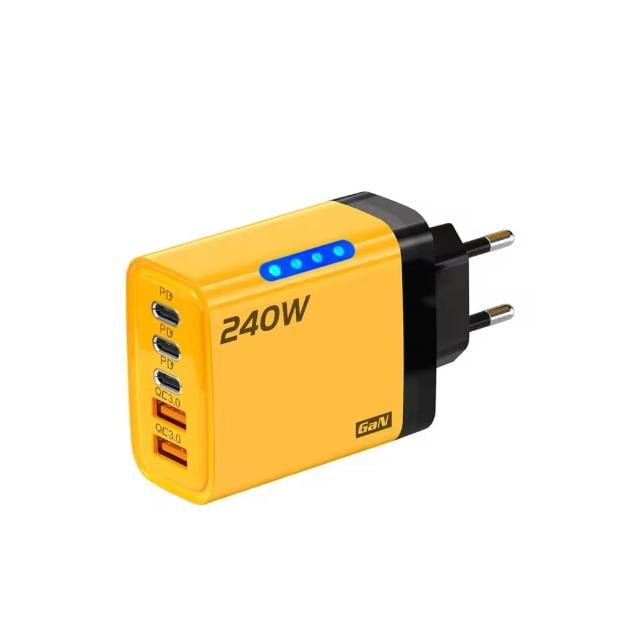 Зарядное устройство 240 W 2хUSB/3×Type-C PD Желтый