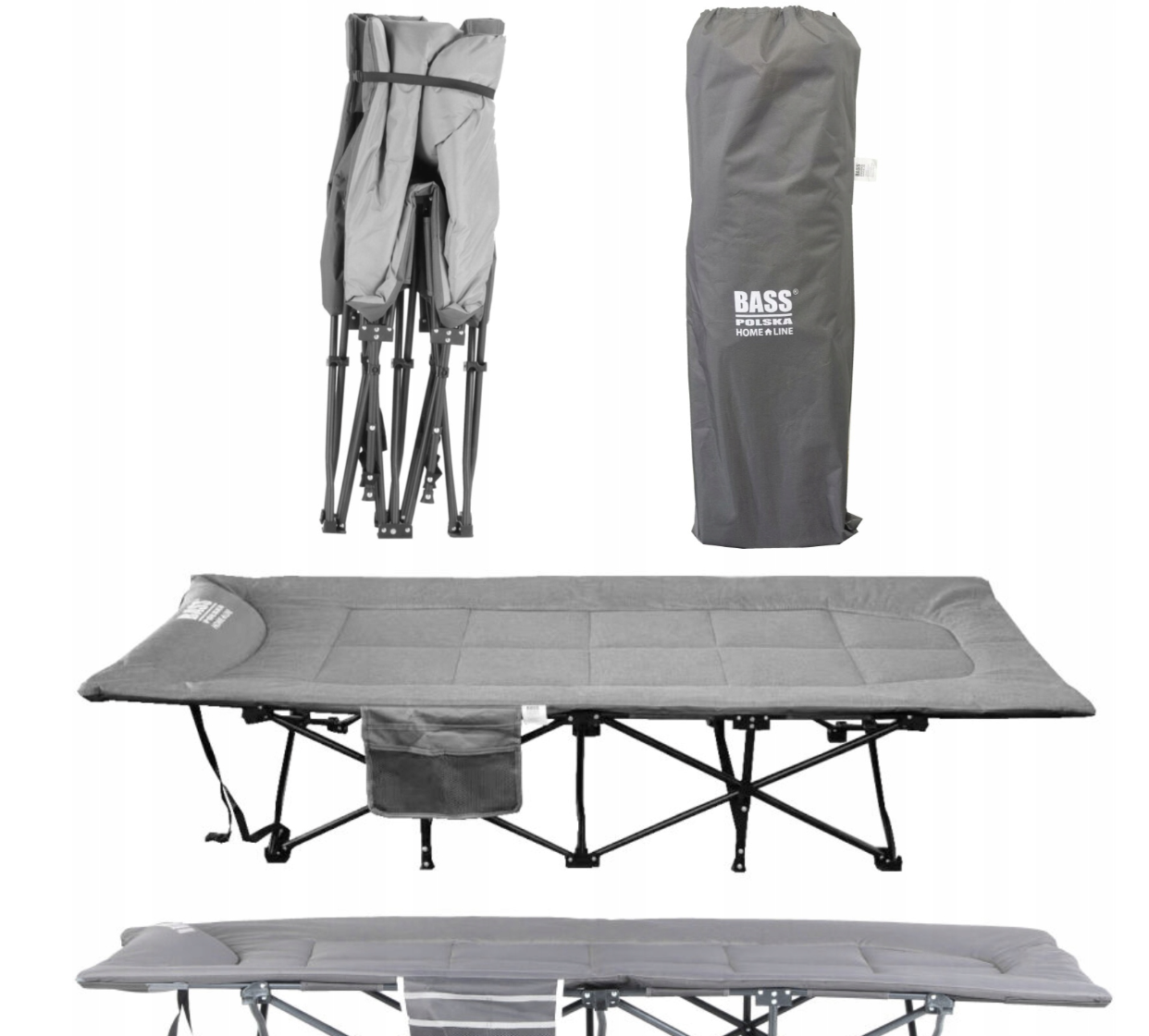 Ліжко туристичне розкладне Bass Polska BH 31007 з матрацом 198x68x40 см Сірий - фото 2 Ліжко туристичне розкладне Bass Polska BH 31007 з матрацом 198x68x40 см Сірий - фото 2