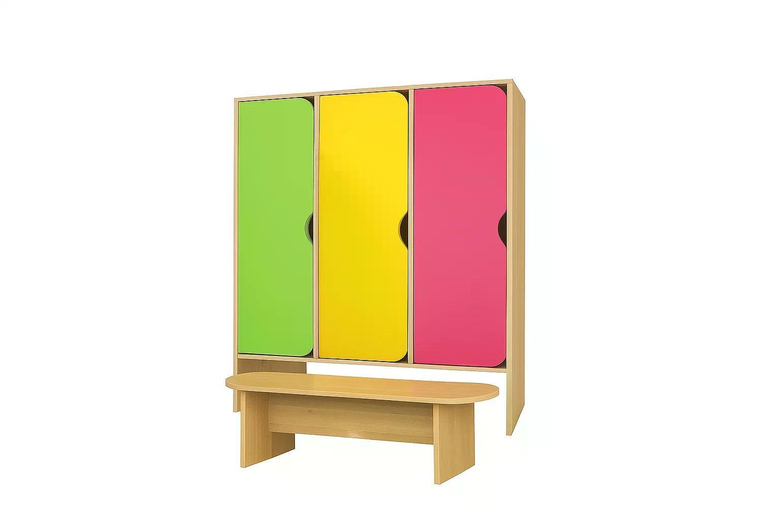 Шкаф с лавочкой для сада DS-77 Лайм/Оранжевый/Желтый