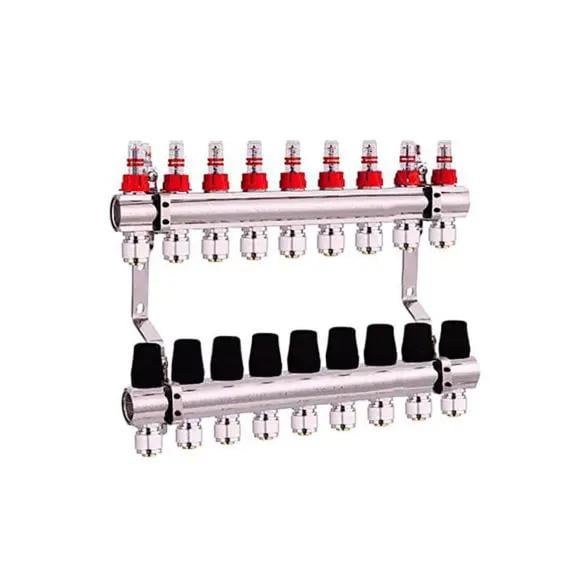 Коллектор для теплого пола DJOUL 1x3/4 на 9 контура с расходомерами евроконус (DJ2016209A) - фото 1 Коллектор для теплого пола DJOUL 1x3/4 на 9 контура с расходомерами евроконус (DJ2016209A) - фото 1