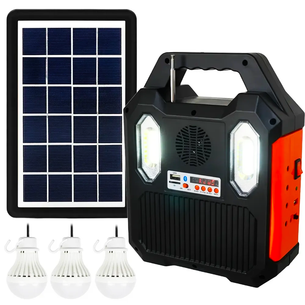 Фонарь с солнечной панелью RT-903BT PowerBank Bluetooth колонка и 3 лампочки (234582321)