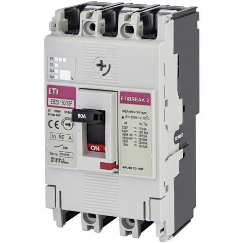 Автоматический выключатель корпусной ETI EB2S 160/3SF 80A 25 kA 3P (4671834)