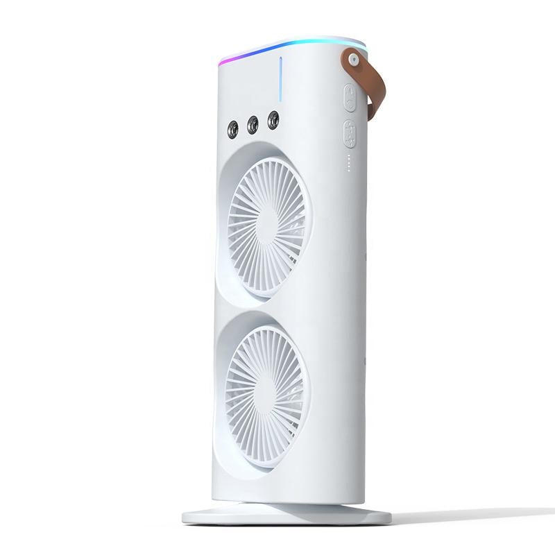 Вентилятор-увлажнитель портативный MF-2185 USB с автоповоротом и LED-подсветкой двухуровневый White (784780653)