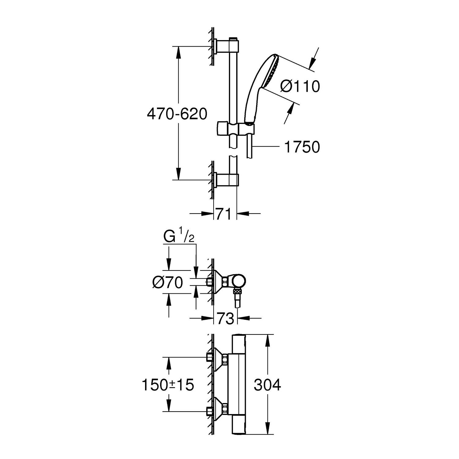 Змішувач для душу Grohe QuickFix Precision Start 34597001 CV034493 з термостатом Хром (233403) - фото 13