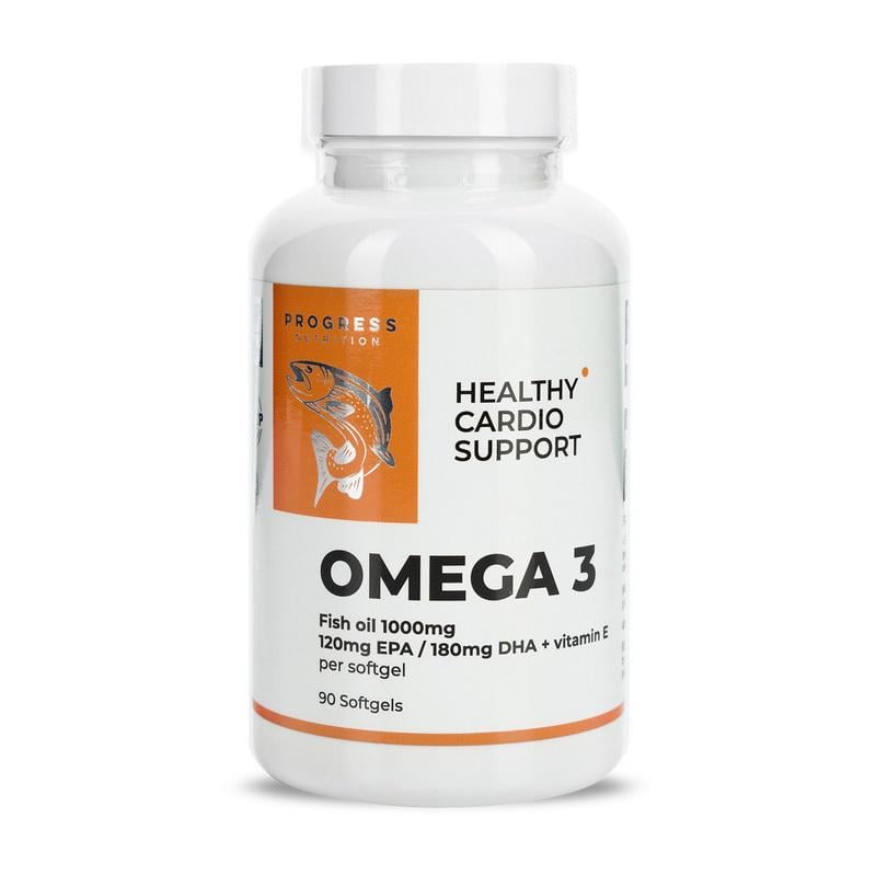 Омега-3 Progress Nutrition Omega 3 + Vitamin E 90 м'яких капс.