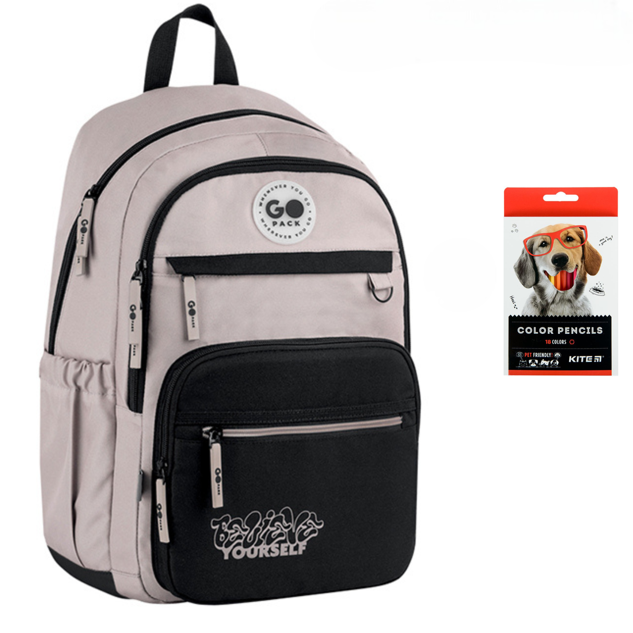 Рюкзак школьный GoPack Teens GO26-121L-1 и карандаши KITE 18 цветов (2905030976)