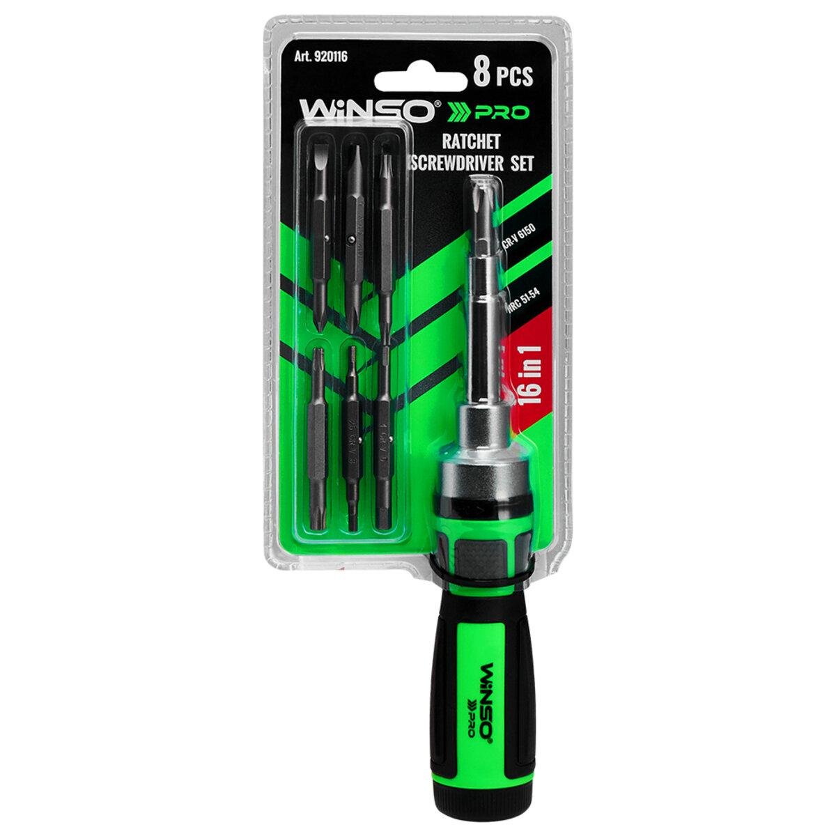 Отвертка Winso Pro реверсивная с комплектом насадок 16в1