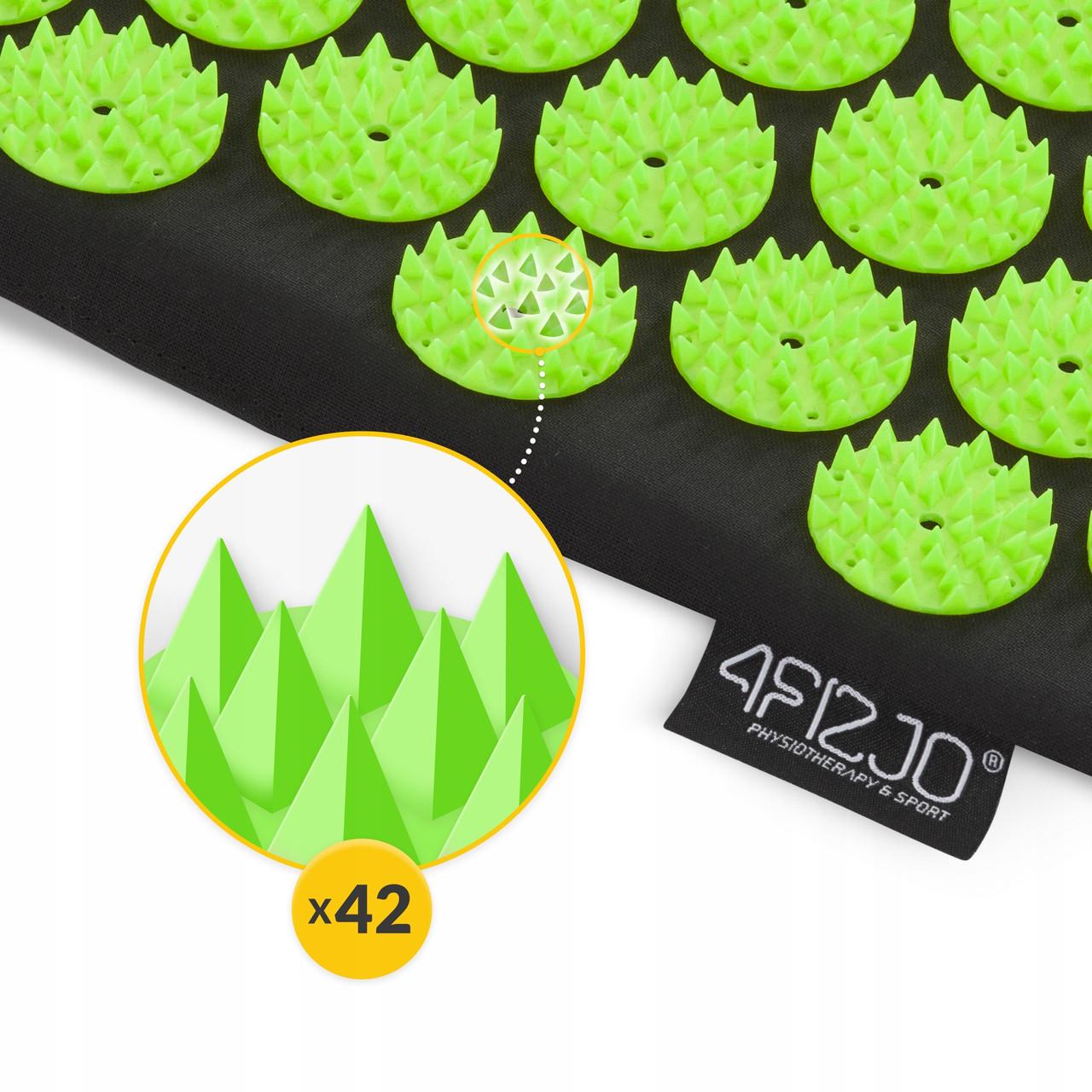 Килимок акупунктурний з валиком 4fizjo Classic Mat XL аплікатор Кузнєцова Black/Green (P-5907222931769) - фото 6