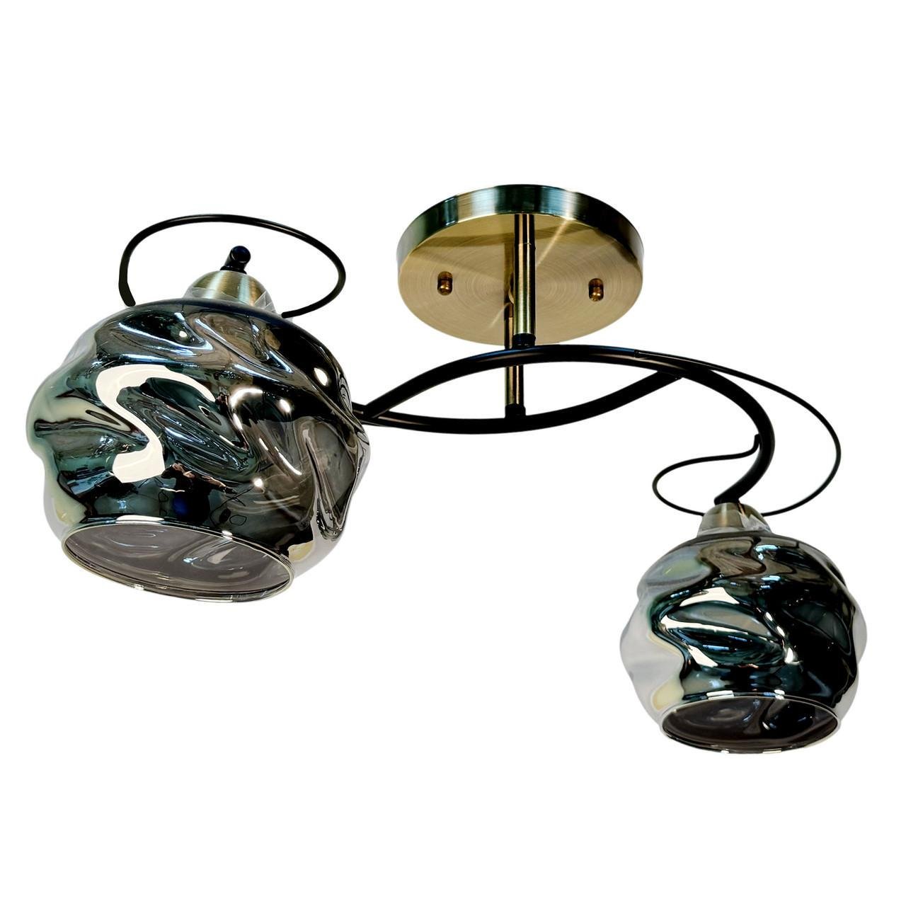 Люстра потолочная на 2 плафона Svet Л 7605 AB+BK Черный/Антик