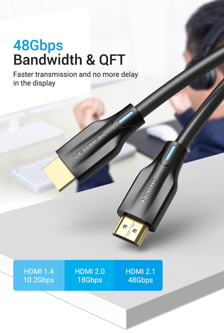 Кабель Vention HDMI 2.1 4K 120Hz 48 Гбіт/с Dolby Vision Dynamic HDR eARC HDCP 2.3 Dolby Atmos 10 м Чорний (AANBL) - фото 11