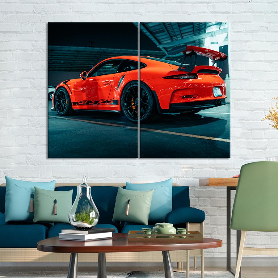Картина Автомобиль Красный автомобиль Porsche 911 GT3 RS 71x51 см (A1197-2)