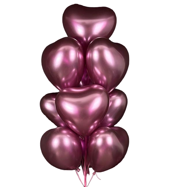 Набор воздушных шаров Сердца 30 см 10 шт. Розовый/Хром (13537502)