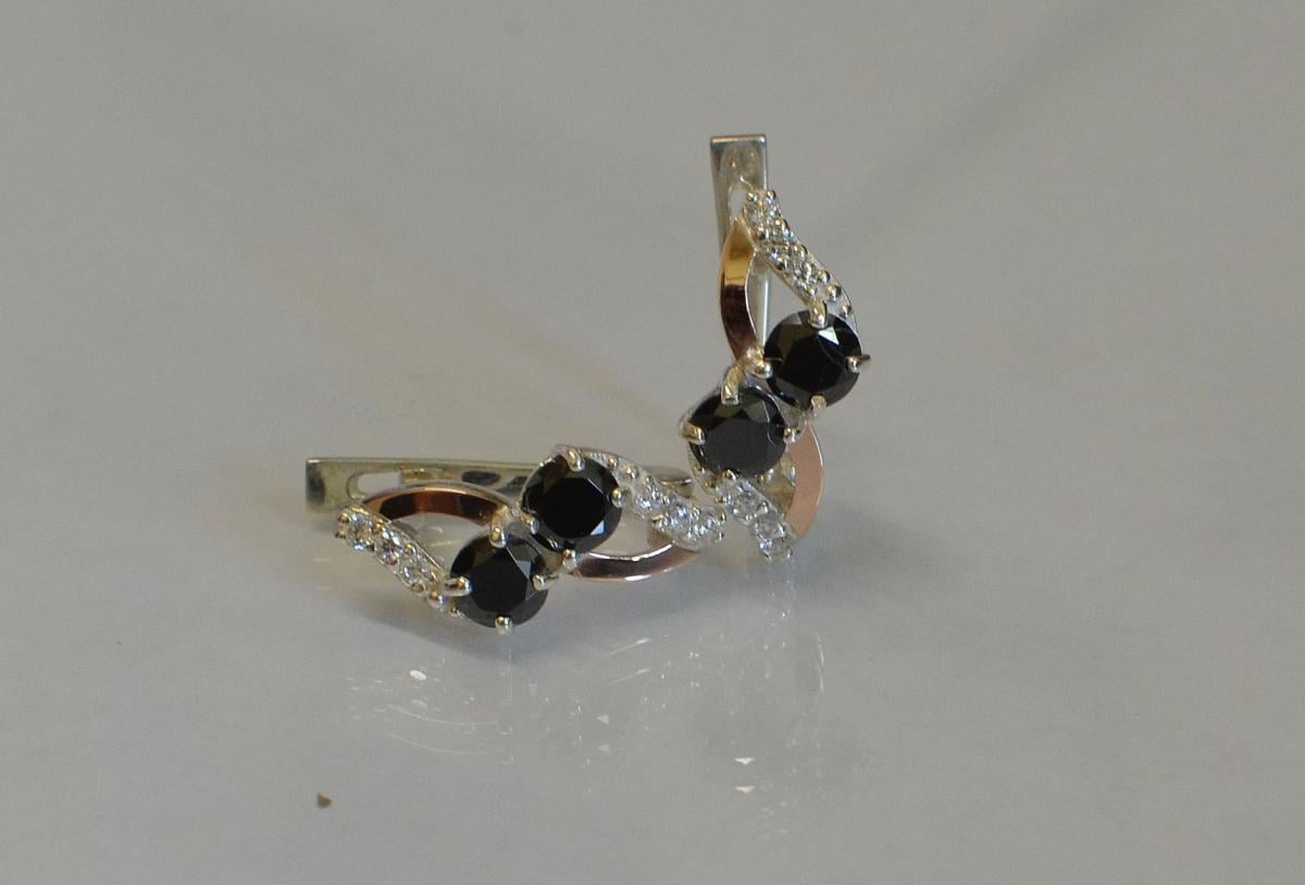 Сережки срібні 076с Чорний