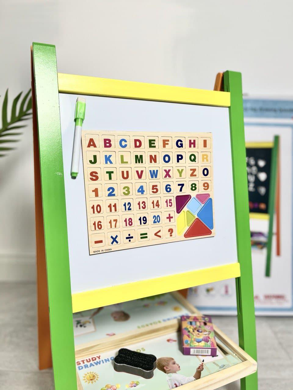 Детский мольберт двухсторонний магнитный напольный с полочкой - фото 4 Детский мольберт двухсторонний магнитный напольный с полочкой - фото 4